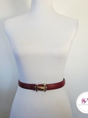 Red Belt With H Gold Buckle